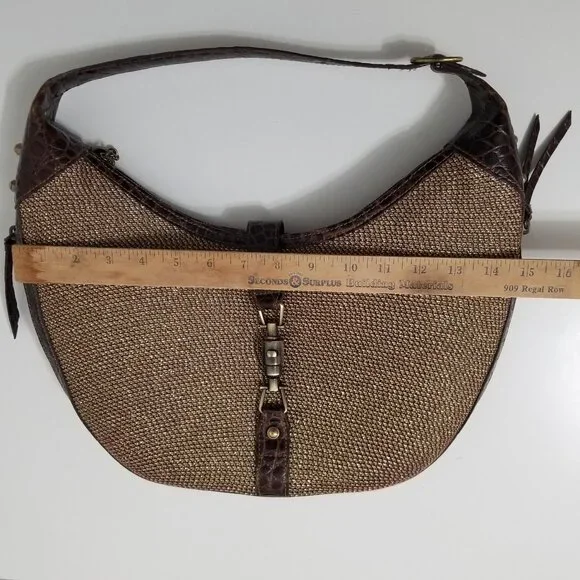 Vintage Eric Javits New York Gold Woven Squishee Studded Hobo Leather Bag - Picture 9 of 16